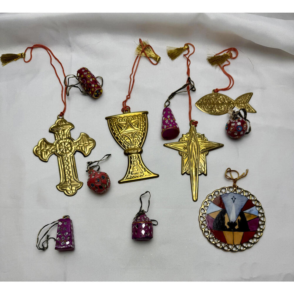 Made in India Brass and Hand Made Clay Christmas Ornaments, Moroccan style